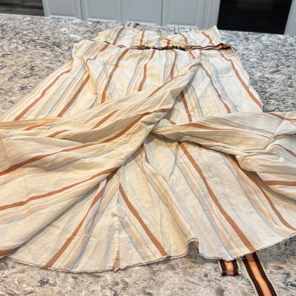 Anthro | Aquarius | Boho Striped Midi Dress Cream Colorful Stripe Size XL - Picture 7 of 14